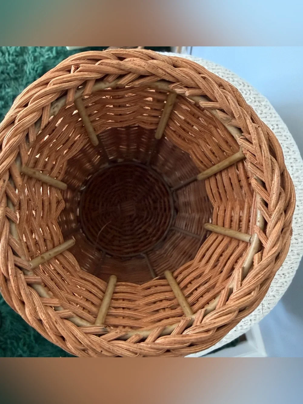 Vintage Woven Wicker Rattan Cottagecore Flower Vase Boho 12”